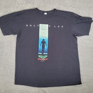 The Crow Y2K Brandon Lee Believe In Angels Movie Graphic T-Shirt Black Mens Lg